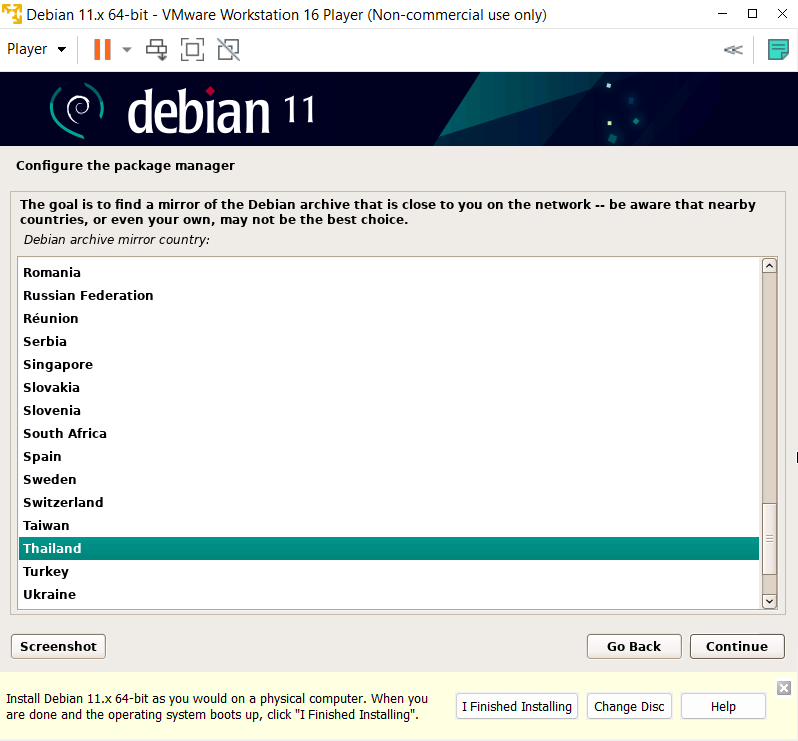 Debian archive mirror country