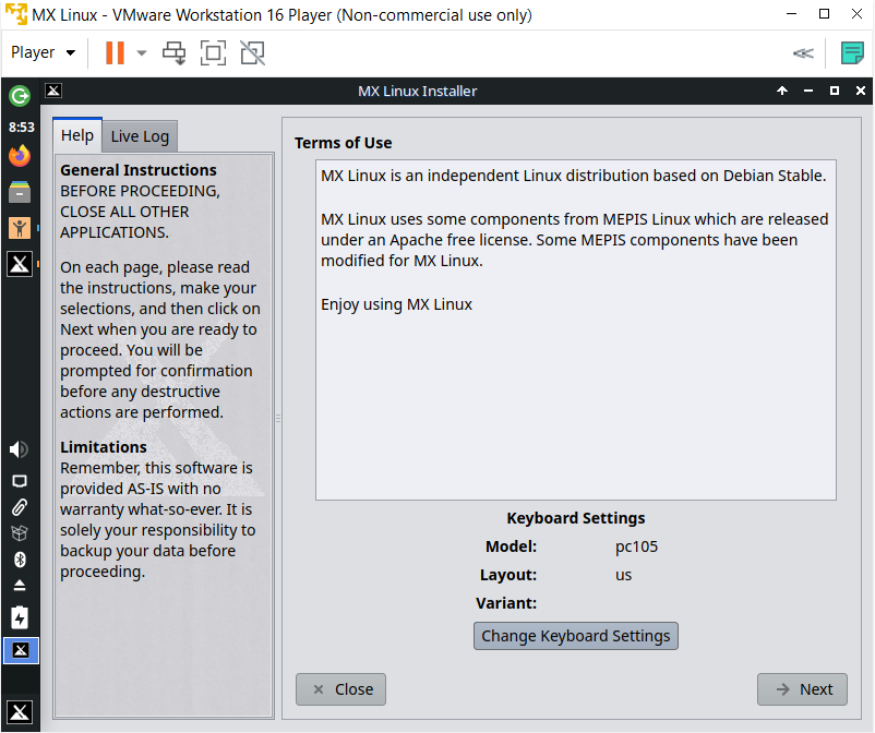 Term of Service and Keyboard setting