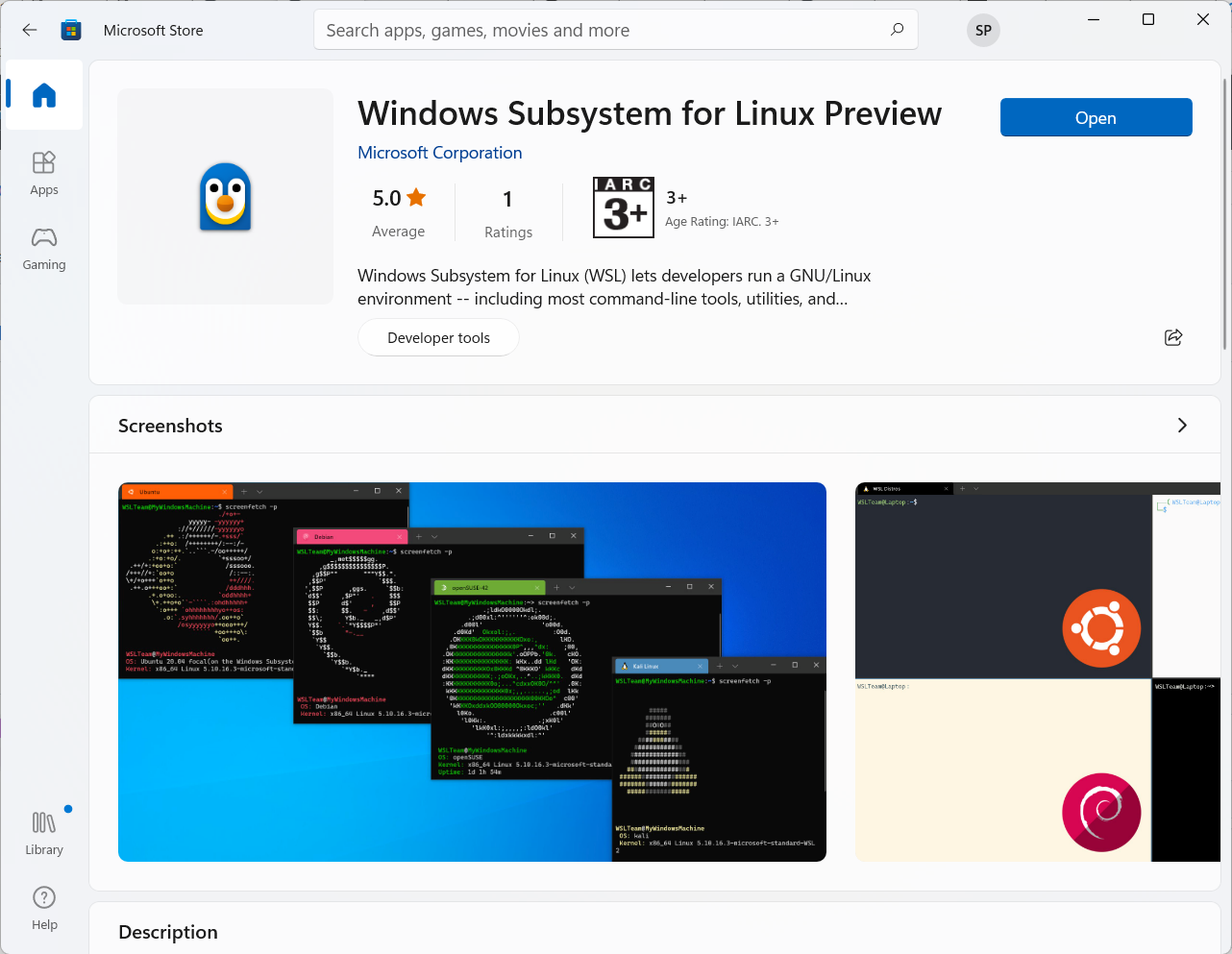 Windows Subsystem for Linux Preview