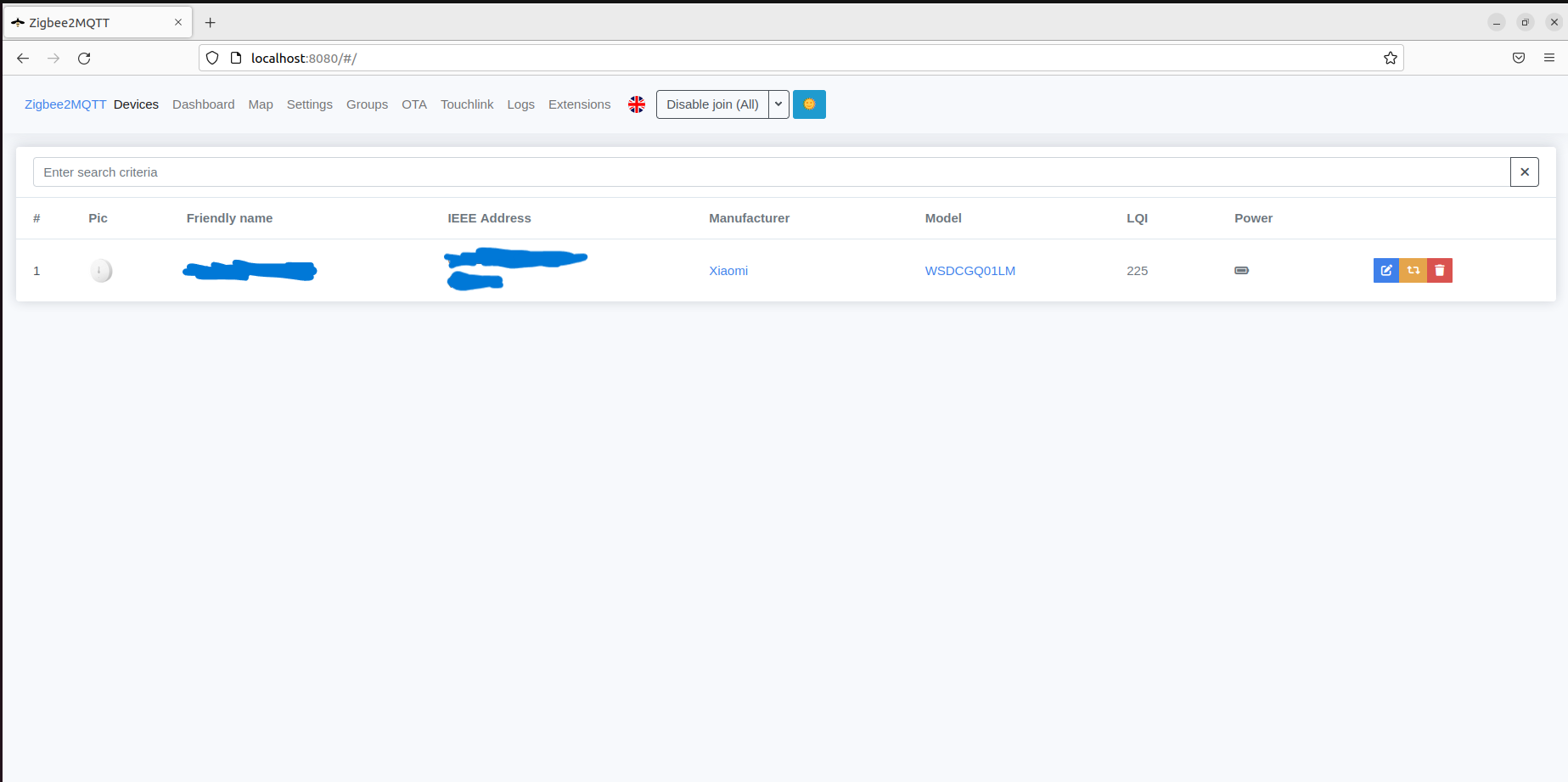 Zigbee2MQTT frontend