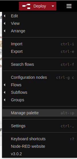 Manage pallette