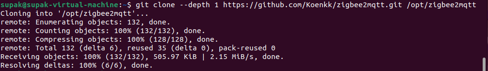 Cloning Zigbee2MQTT repository
