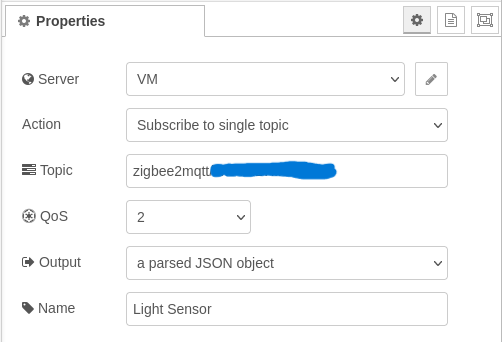 MQTT in's properties